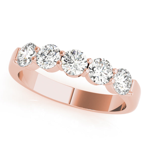 18K Rose Gold 5-Stone Diamond Wedding Ring