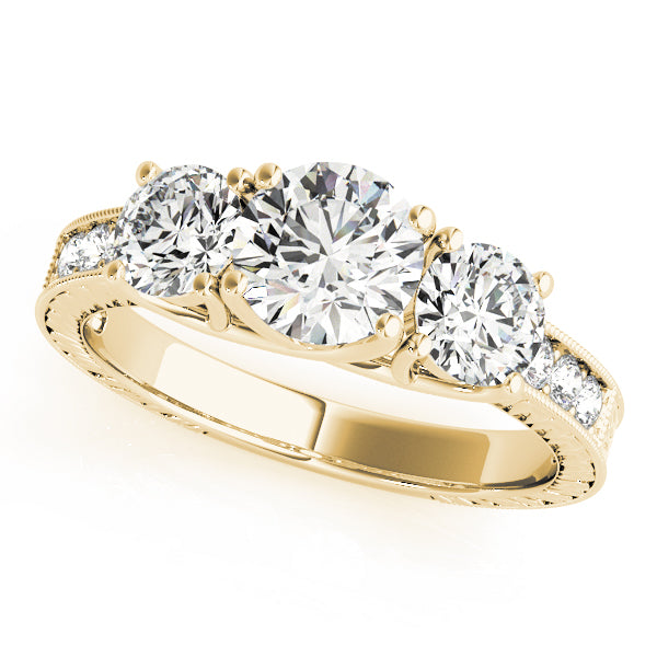 18K Yellow Gold 2 3/8 ct tw Three Stone Diamond Engagement Ring