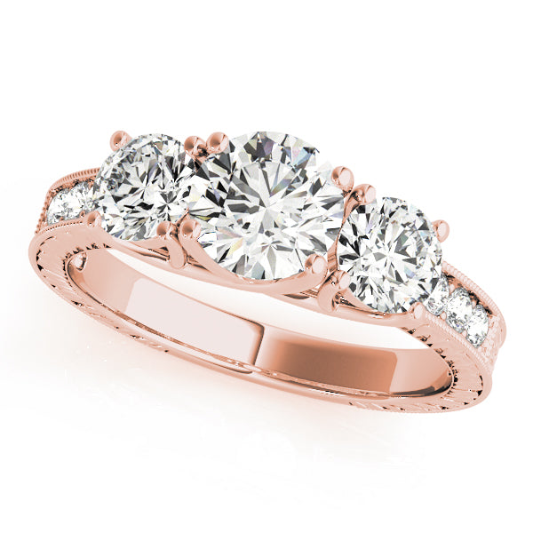 18K Rose Gold 2 3/8 ct tw Three Stone Diamond Engagement Ring