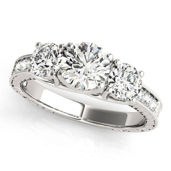 18K White Gold 2 3/8 ct tw Three Stone Diamond Engagement Ring