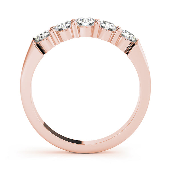 18K Rose Gold 5-Stone Diamond Wedding Ring