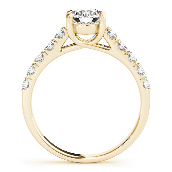 14K Yellow Gold Round Diamond Trellis Engagement Ring