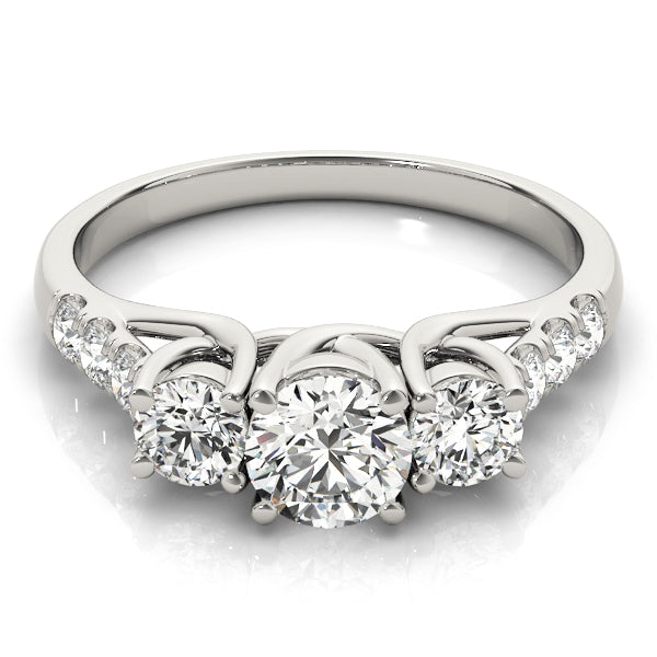18K White Gold 1/2 CT Diamond Three-Stone Engagement Ring
