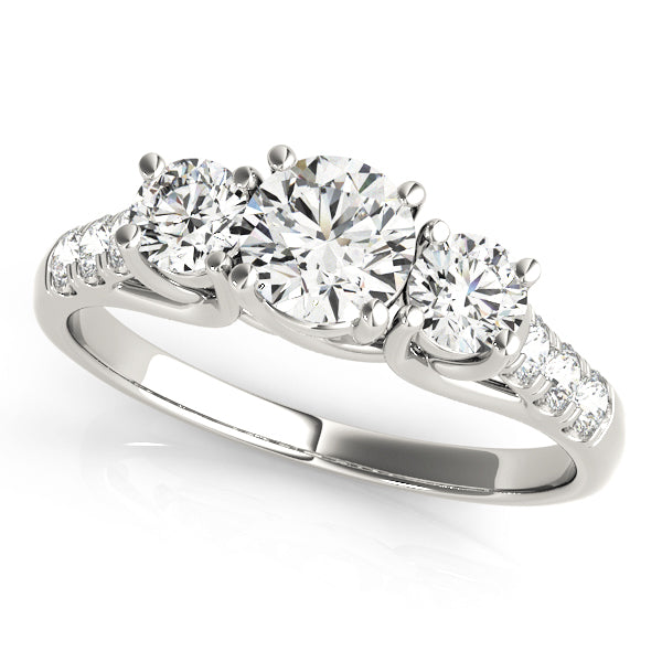 Platinum 1/2 CT Round Diamond Three-Stone Engagement Ring