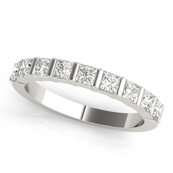 14K White Gold Square Diamond Wedding Ring