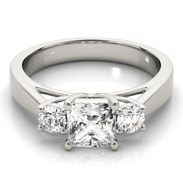 14K White Gold 1 ct Diamond Three-Stone Engagement Ring