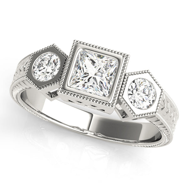 18K White Gold 1 ct Diamond Three-Stone Ring