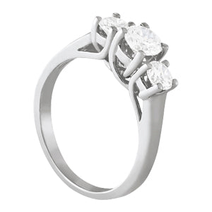18K White Gold 1 ct Diamond Three-Stone Engagement Ring
