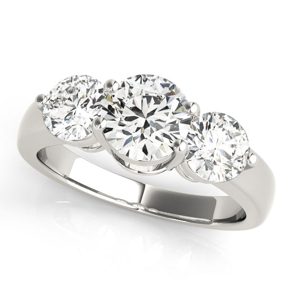 Platinum 2 ct Round Diamond Three-Stone Engagement Ring