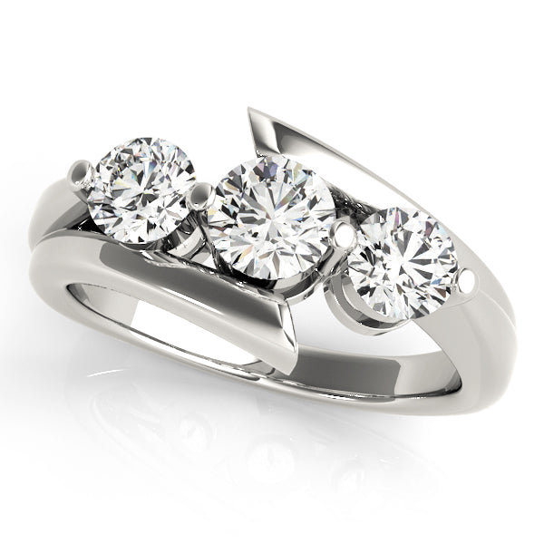 18K White Gold 1 ct Diamond Three-Stone Engagement Ring