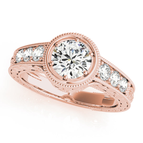 14K Rose Gold 1 ct Diamond Vintage Engagement Ring