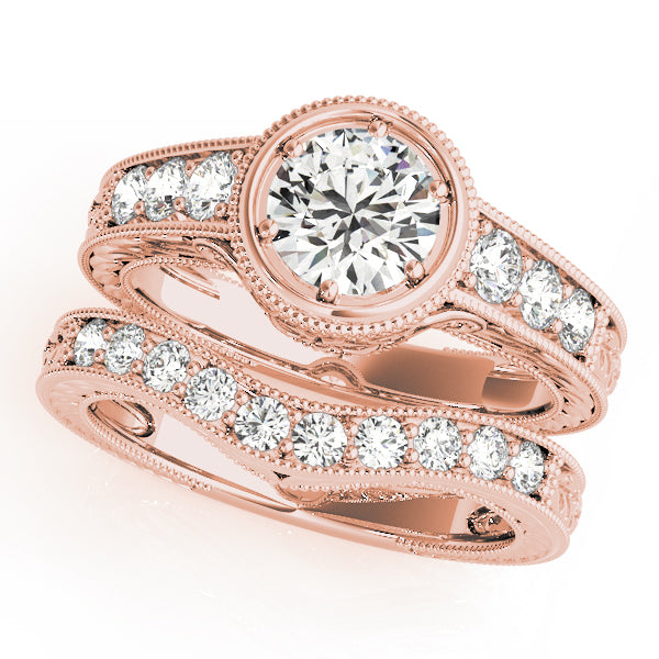 14K Rose Gold 1 ct Diamond Vintage Engagement Ring