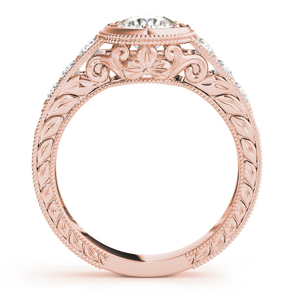 14K Rose Gold 1 ct Diamond Vintage Engagement Ring