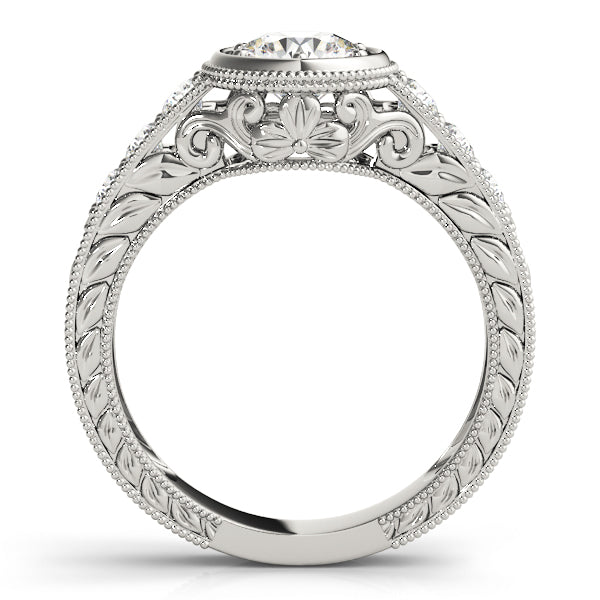 14K White Gold Vintage Round Diamond Engagement Ring