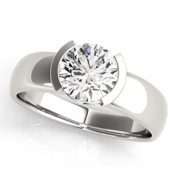 14K White Gold 1 CT Round Diamond Engagement Ring