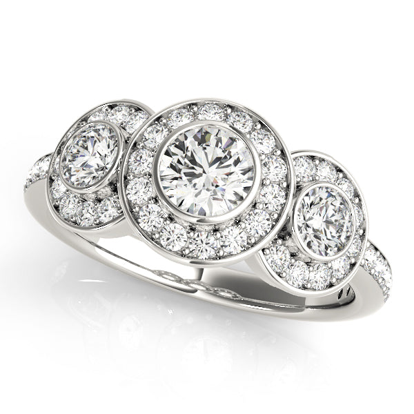 14K White Gold Diamond Engagement Ring | 3-Stone Design