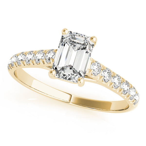 14K Yellow Gold Emerald Diamond Trellis Ring