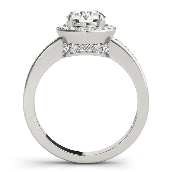 18K White Gold Round Diamond Halo Engagement Ring