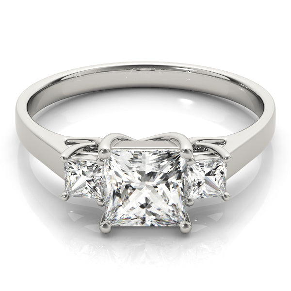 14K White Gold 1 CT Square Diamond Engagement Ring