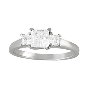 14K White Gold 7/8 ct tw Three Stone Diamond Engagement Ring