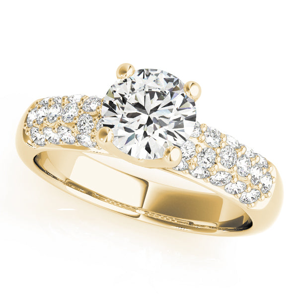 18K Yellow Gold 1 1/2 ct tw Pave Diamond Engagement Ring