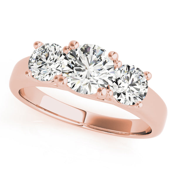 14K Rose Gold 1 ct tw Three Stone Diamond Engagement Ring