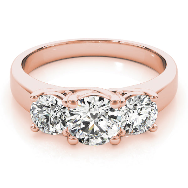 14K Rose Gold 1 ct tw Three Stone Diamond Engagement Ring