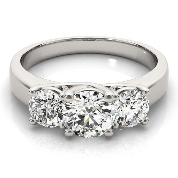 18K White Gold 1 ct Diamond Three-Stone Engagement Ring