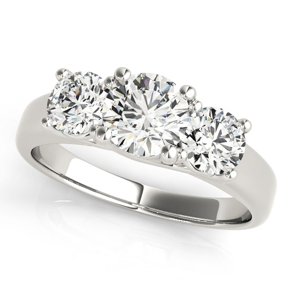 18K White Gold 1 ct Diamond Three-Stone Engagement Ring
