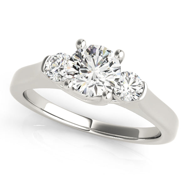 Platinum 1 CT Round Diamond Three-Stone Engagement Ring
