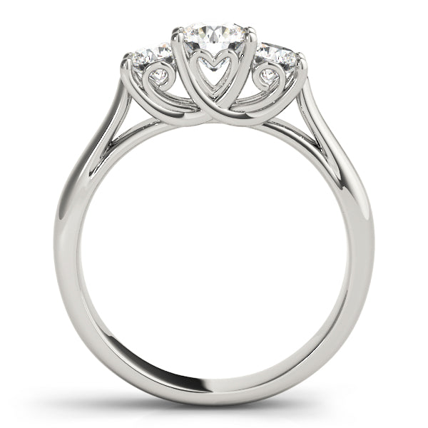Platinum 1 ct Round Diamond Three-Stone Engagement Ring