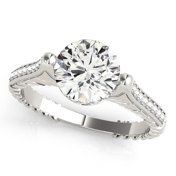 18K White Gold Vintage Diamond Engagement Ring 1+ ctw