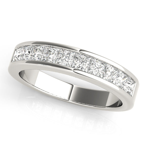 18K White Gold Square Diamond Wedding Ring