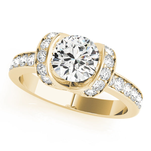 18K Yellow Gold 1 1/2 ct tw Single Row Diamond Engagement Ring