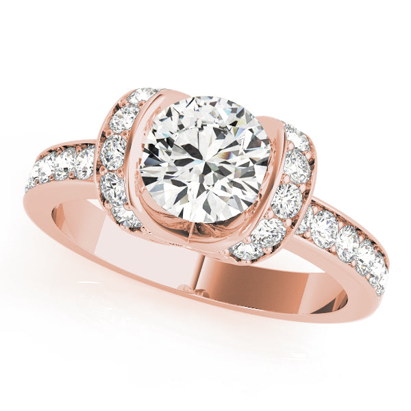 18K Rose Gold 1 1/2 ct tw Single Row Diamond Engagement Ring