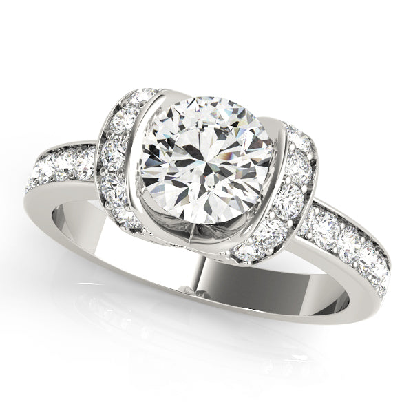 18K White Gold 1 1/2 ct tw Single Row Diamond Engagement Ring