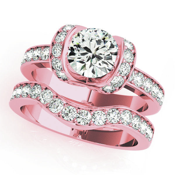 18K Rose Gold 1 1/2 ct tw Single Row Diamond Engagement Ring