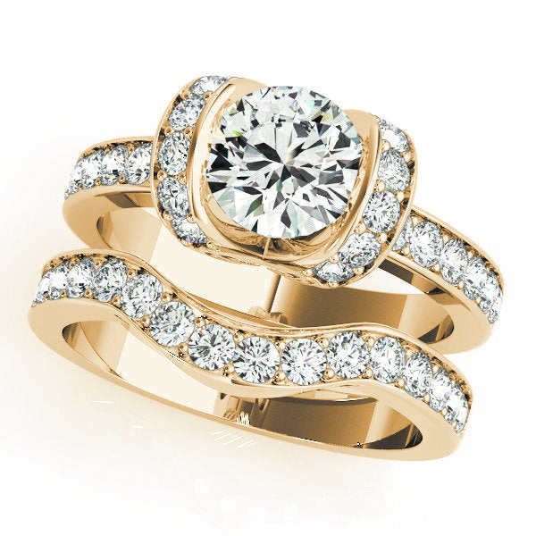 14K Yellow Gold 1 1/2 ct tw Single Row Diamond Engagement Ring