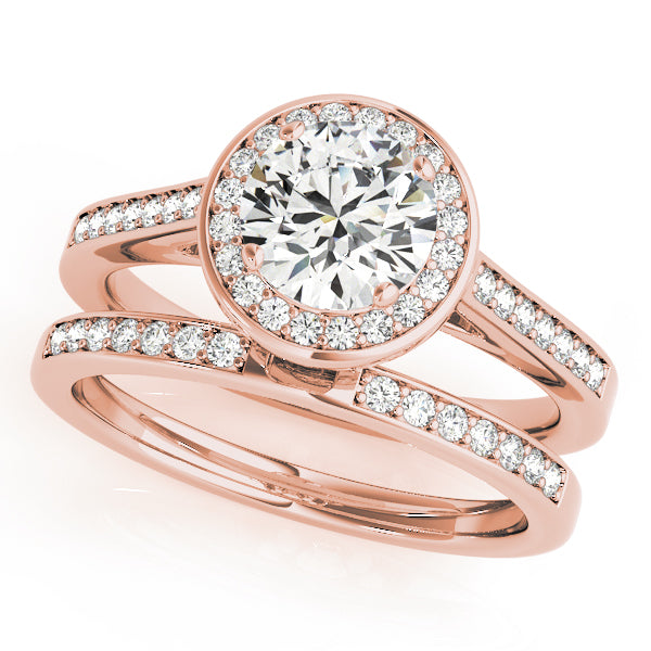 18K Rose Gold 1 ct Diamond Halo Ring