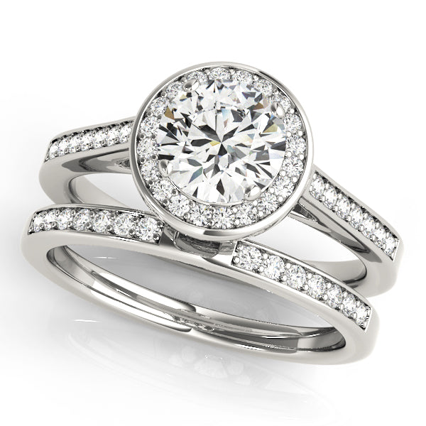 Platinum Round Diamond Halo Engagement Ring 3/4 ctw