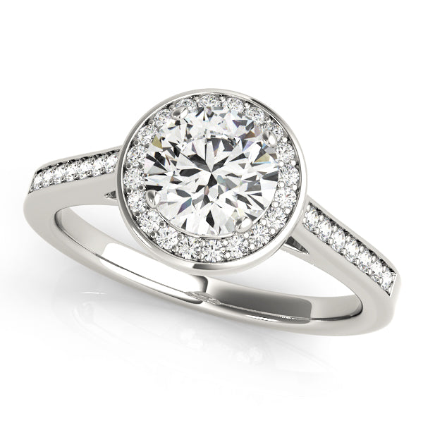 Platinum 1.25 ctw Round Diamond Halo Engagement Ring