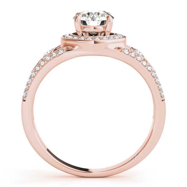 18K Rose Gold Diamond Halo Engagement Ring 1 ctw
