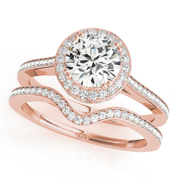 18K Rose Gold 1.5 ctw Diamond Halo Engagement Ring
