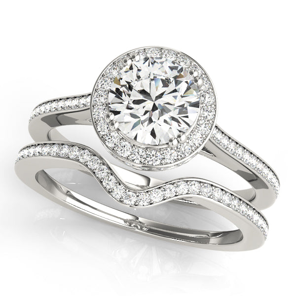 14K White Gold 1.5 ctw Round Diamond Halo Ring