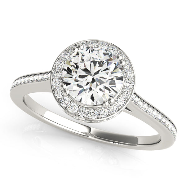 14K White Gold 1.5 ctw Round Diamond Halo Ring