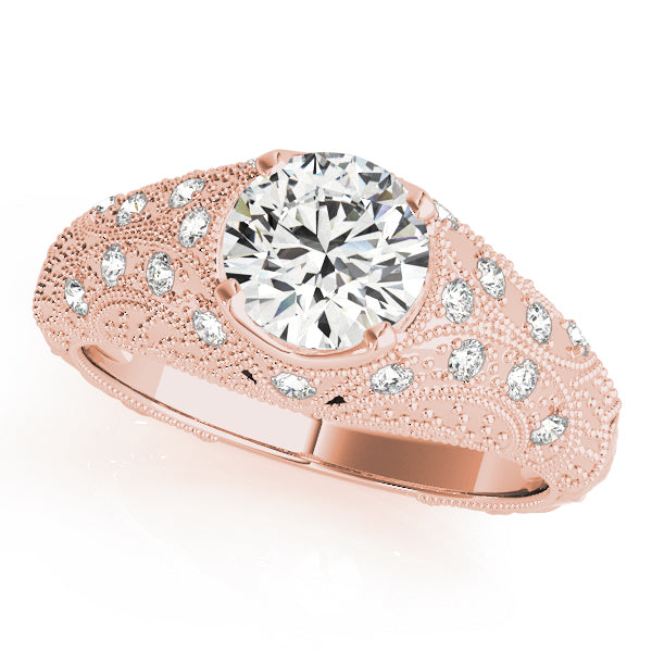 14K Rose Gold Vintage Diamond Engagement Ring 1.2ctw