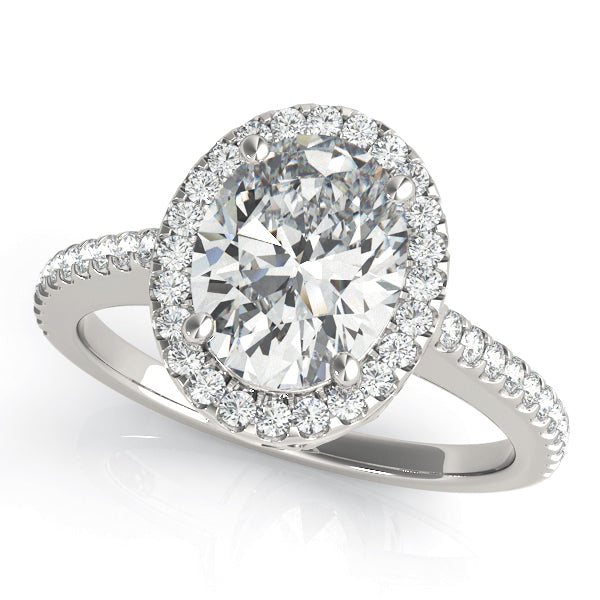 18K White Gold 5/8 ct tw Halo Diamond Engagement Ring