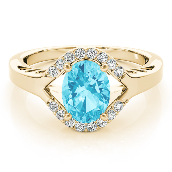 18K Yellow Gold Oval Diamond Fashion Ring