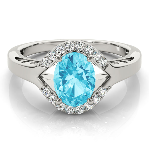 18K White Gold Oval Diamond Fashion Ring