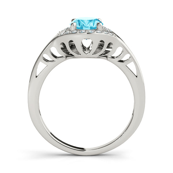18K White Gold Oval Diamond Fashion Ring